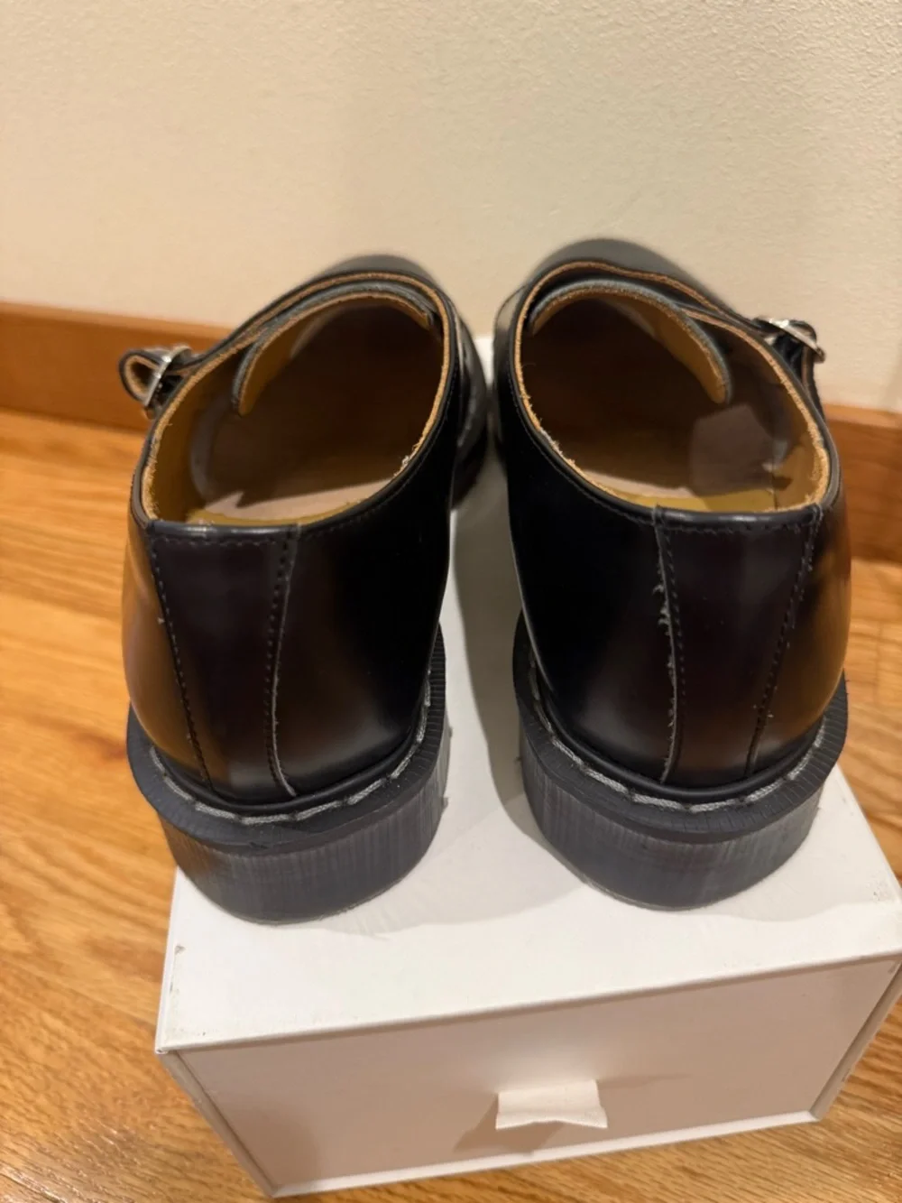 Solovair Black Hi-Shine Single Buckle Monk Shoes UK 7.5 - Picture 6 of 7